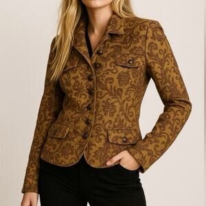 Peruvian Connection Floral Brocade Blazer In Brown 10